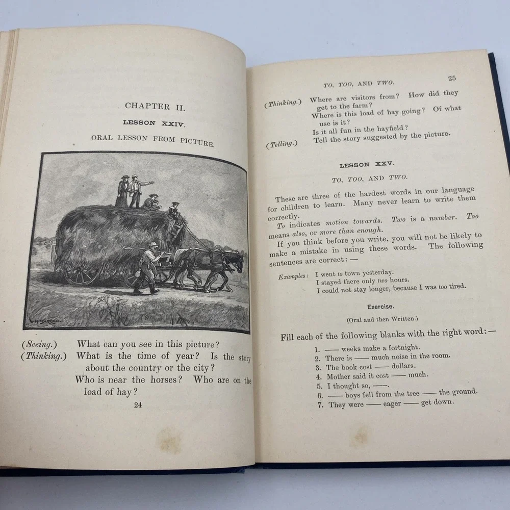 Antique 1895 Metcalf's Elementary English American Book Company HC‎ Reader